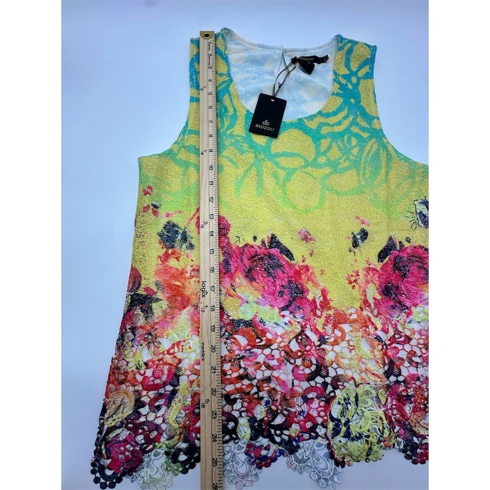 Radzoli Women's Floral Lace Hem Tank Top Multicolor Size M - Picture 4 of 6